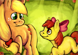 Size: 683x483 | Tagged: safe, artist:reaperfox, character:apple bloom, character:applejack