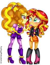 Size: 469x598 | Tagged: safe, artist:tinacrazy29, character:adagio dazzle, character:sunset shimmer, ship:sunsagio, equestria girls:rainbow rocks, g4, my little pony: equestria girls, my little pony:equestria girls, female, lesbian, shipping
