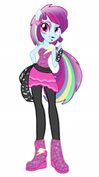 Size: 1146x2048 | Tagged: safe, artist:colorpalette-art, character:mystery mint, equestria girls:rainbow rocks, g4, my little pony: equestria girls, my little pony:equestria girls, alternate design, background human, female, ponied up, solo