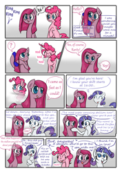 Size: 2480x3508 | Tagged: safe, artist:drhikari, character:pinkamena diane pie, character:pinkie pie, character:rarity, comic:dealing with depression, comic, phone