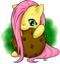 Size: 550x580 | Tagged: safe, artist:stardustxiii, character:fluttershy, species:pegasus, species:pony, cookie, female, filly, filly fluttershy, micro, solo, younger