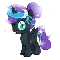Size: 2100x2100 | Tagged: safe, artist:posey-11, oc, oc only, oc:nyx, crystallized, looking at you, open mouth, simple background, smiling, solo, sparkles, transparent background, vector, wink