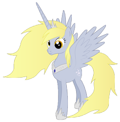 Size: 6888x7000 | Tagged: safe, artist:replaymasteroftime, character:derpy hooves, species:alicorn, species:pony, absurd resolution, alicornified, derpicorn, epic derpy, race swap