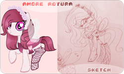 Size: 1010x606 | Tagged: safe, artist:starchasesketches, oc, oc only, oc:amore rotura, species:changeling, digital art, floral head wreath, pink changeling, sketch