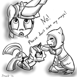 Size: 1000x1000 | Tagged: safe, artist:smockhobbes, character:twilight sparkle, species:pony, species:unicorn, amon, crying, female, grayscale, mare, mask, monochrome, ponified, the legend of korra, tied up