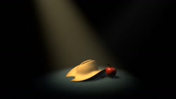 Size: 1191x670 | Tagged: safe, artist:the-lunar-brony, apple, applejack's hat, clothing, five nights at aj's, five nights at freddy's, hat, no pony, parody, spotlight