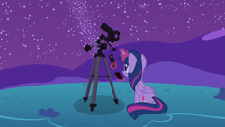 Size: 3277x1843 | Tagged: safe, artist:thorinair, character:twilight sparkle, character:twilight sparkle (alicorn), species:alicorn, species:pony, astronomy, astrophotography, camera, equipment, female, folded wings, hill, iphone, looking up, magic, mare, mount, mountain, night, phone, science, sitting, sky, smartphone, smiling, solo, stargazing, stars, svg, telekinesis, tripod, vector