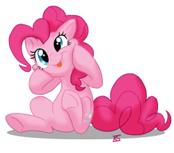 Size: 900x795 | Tagged: safe, artist:glamourkat, character:pinkie pie, species:earth pony, species:pony, blep, derp, female, simple background, solo, tongue out, transparent background