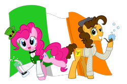 Size: 3373x2238 | Tagged: safe, artist:rebron-y, character:cheese sandwich, character:pinkie pie, alcohol, beer, bubble pipe, clothing, guinness, ireland, pipe, saint patrick's day, sweater
