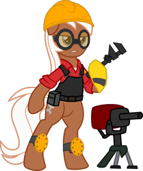Size: 4337x5178 | Tagged: safe, artist:ispincharles, character:silver spanner, absurd resolution, crossover, engineer, solo, team fortress 2