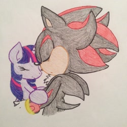 Size: 2448x2448 | Tagged: safe, artist:shadayloronic, character:twilight sparkle, character:twilight sparkle (alicorn), species:alicorn, species:pony, crossover, female, mare, shadow the hedgehog, sonic the hedgehog (series), traditional art