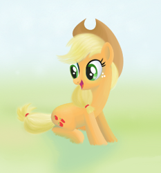 Size: 270x290 | Tagged: safe, artist:tgolyi, character:applejack, female, grass, happy, sitting, smiling, solo, svg, vector
