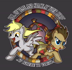 Size: 4496x4366 | Tagged: safe, artist:toonlancer, character:derpy hooves, character:doctor whooves, character:time turner, episode:slice of life, g4, my little pony: friendship is magic, absurd resolution, backwards cutie mark, clothing, fourth doctor's scarf, rule 63, scarf, tom baker's scarf