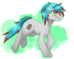 Size: 500x401 | Tagged: safe, artist:tomocreations, oc, oc only, oc:the living tombstone, species:earth pony, species:pony, fanart, flowerbuttpony, headphones, solo, thelivingtombstone
