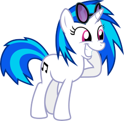Size: 5912x5769 | Tagged: safe, artist:jaybugjimmies, character:dj pon-3, character:vinyl scratch, species:pony, species:unicorn, absurd resolution, cute, cutie mark, female, grin, hooves, horn, mare, simple background, smiling, solo, sunglasses, teeth, transparent background, vector, vinylbetes