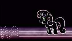 Size: 1920x1080 | Tagged: safe, artist:smockhobbes, character:sweetie belle, species:pony, species:unicorn, black background, blank flank, female, filly, foal, hooves, horn, lineart, open mouth, simple background, solo, wallpaper