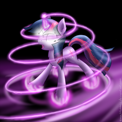 Size: 1400x1400 | Tagged: safe, artist:smockhobbes, character:twilight sparkle, female, glowing eyes, solo, spell