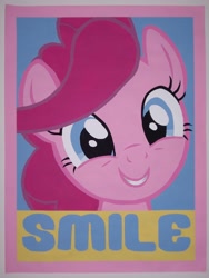 Size: 2112x2816 | Tagged: safe, artist:iceroadlion, character:pinkie pie, high res, painting, poster, smiling