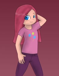 Size: 1445x1855 | Tagged: safe, artist:zekromlover, character:pinkamena diane pie, character:pinkie pie, cute, gradient background, humanized, young