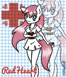 Size: 1000x1172 | Tagged: safe, artist:ribbonbell, character:nurse redheart, species:anthro, clothing, dress, female, long hair, no pony tail, skirt, solo