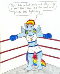 Size: 810x1004 | Tagged: safe, artist:jose-ramiro, character:rainbow dash, species:anthro, species:pegasus, species:pony, boxing, boxing gloves, female, solo