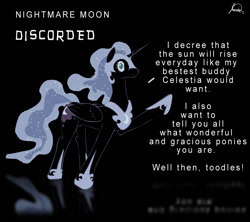 Size: 825x731 | Tagged: dead source, safe, artist:ryuukiba, character:nightmare moon, character:princess luna, artifact, discorded, female, nicemare moon, solo