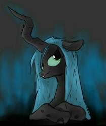 Size: 1024x1222 | Tagged: dead source, safe, artist:red, character:queen chrysalis, species:changeling, changeling queen, female, grin, solo