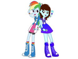 Size: 1600x1200 | Tagged: safe, artist:linormusicbeatpone, character:rainbow dash, oc, oc:linormusicbeat, ponysona, equestria girls:friendship games, g4, my little pony: equestria girls, my little pony:equestria girls, back to back, chs rally song, microphone, simple background, transparent background, vector