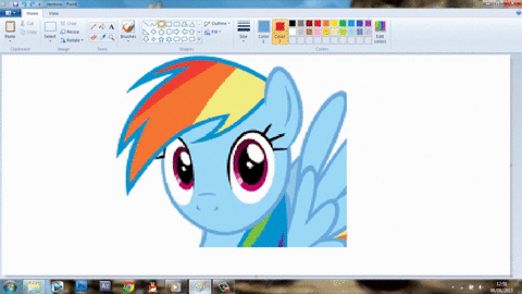 Size: 480x270 | Tagged: safe, artist:mrdeloop, character:rainbow dash, 1000 hours in ms paint, animated, boulevard of broken dreams, circle tool, female, green day, ms paint, ponies the anthology v