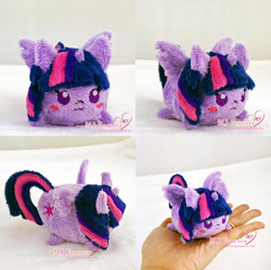 Size: 1000x995 | Tagged: safe, artist:moggymawee, character:twilight sparkle, character:twilight sparkle (alicorn), species:alicorn, species:pony, chubbie, blob, blob ponies, blush sticker, blushing, cute, female, hand, irl, mare, photo, plushie, solo, tsum tsum, twiabetes