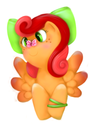 Size: 400x526 | Tagged: safe, artist:xiao668, oc, oc only, oc:peachy feathers, species:pegasus, species:pony, bow