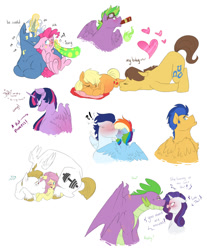 Size: 1024x1234 | Tagged: safe, artist:craftedfun3, character:applejack, character:bulk biceps, character:caramel, character:flash sentry, character:fluttershy, character:pinkie pie, character:pokey pierce, character:rainbow dash, character:rarity, character:soarin', character:spike, character:twilight sparkle, character:twilight sparkle (alicorn), species:alicorn, species:pony, ship:carajack, ship:flashlight, ship:flutterbulk, ship:pokeypie, ship:soarindash, ship:sparity, female, male, mane seven, mane six, mare, older, older spike, ponified, ponified spike, pregnant, shipping, straight