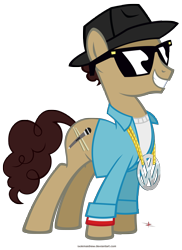 Size: 4961x6819 | Tagged: safe, artist:lookmaidrew, absurd resolution, beastie boys, clothing, glasses, hat, mike d, ponified, solo