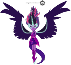Size: 2000x1838 | Tagged: safe, artist:sigmastarlight, character:midnight sparkle, character:twilight sparkle, character:twilight sparkle (scitwi), species:eqg human, equestria girls:friendship games, g4, my little pony: equestria girls, my little pony:equestria girls, clothing, crossed arms, female, glowing eyes, horn, midnight sparkle, necklace, simple background, solo, transparent background, vector, vector trace, wings