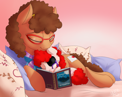 Size: 2500x2000 | Tagged: safe, artist:nobody47, character:twist, oc, oc:trissie, cute, eyepatch, mother and daughter, reading, twistabetes