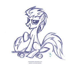 Size: 1284x1180 | Tagged: safe, artist:lookmaidrew, pose, sk8er ponies, skateboard, sketch, solo, sports