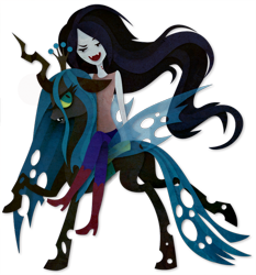 Size: 800x857 | Tagged: safe, artist:sleepwalks, character:queen chrysalis, adventure time, crossover, marceline