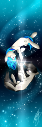Size: 1000x3000 | Tagged: safe, artist:catopia26, character:dj pon-3, character:octavia melody, character:vinyl scratch, species:pony, floating, lens flare, phone wallpaper, space, swirl