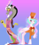Size: 1600x1800 | Tagged: safe, artist:pigzfairy, character:discord, character:princess celestia, ship:dislestia, accessory swap, blep, blushing, clothes swap, clothing, crossdressing, dress, female, hat, male, raised hoof, shipping, straight, tongue out, top hat, unshorn fetlocks, wink