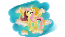 Size: 3840x2160 | Tagged: safe, artist:timeforsp, character:fluttershy, species:alicorn, species:pony, alicornified, female, fluttercorn, flying, high res, race swap, solo