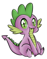 Size: 774x980 | Tagged: dead source, safe, artist:lucyhikarikitsune, character:spike, species:dragon, male, raised tail, simple background, sitting, smiling, solo, tail, transparent background