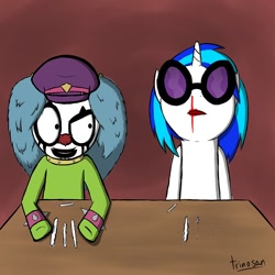 Size: 1000x1000 | Tagged: safe, artist:trinosan, character:dj pon-3, character:vinyl scratch, cocaine, dr rockso, drugs, metalocalypse, nosebleed