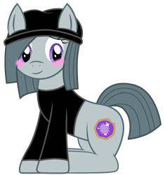 Size: 1405x1497 | Tagged: safe, artist:ange91970, character:marble pie, species:earth pony, species:pony, adorable face, alternate cutie mark, blouse, cheeks, clothing, cute, embarrassed, female, hat, marblebetes, pose, pretty, pretty cure, sitting, sitting pretty, smiling, solo