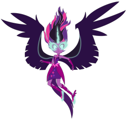 Size: 3950x3720 | Tagged: safe, artist:ponyalfonso, character:midnight sparkle, character:twilight sparkle, character:twilight sparkle (scitwi), species:eqg human, equestria girls:friendship games, g4, my little pony: equestria girls, my little pony:equestria girls, clothing, dark magic, female, fingerless gloves, gloves, glowing eyes, horn, inkscape, levitation, magic, midnight sparkle, necklace, request, simple background, solo, telekinesis, transparent background, vector, wings