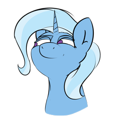 Size: 1700x1700 | Tagged: safe, artist:messenger, character:trixie, species:pony, species:unicorn, bust, empty eyes, female, grin, mare, no catchlights, no pupils, simple background, smug, solo, transparent background