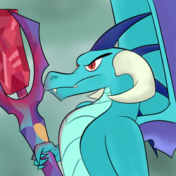 Size: 2000x2000 | Tagged: safe, artist:carson marain, character:princess ember, species:dragon, episode:gauntlet of fire, g4, my little pony: friendship is magic, bloodstone scepter, dragon lord ember, prince ash, rule 63, solo