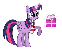Size: 2000x1600 | Tagged: safe, artist:darelith, character:twilight sparkle, character:twilight sparkle (alicorn), species:alicorn, species:pony, christmas, female, hearth's warming, mare, present, solo