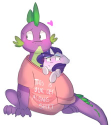 Size: 1024x1152 | Tagged: safe, artist:craftedfun3, character:rarity, character:spike, ship:sparity, clothing, female, male, older, older spike, shipping, shirt, straight