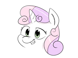 Size: 1024x768 | Tagged: safe, artist:periodicbrony, character:sweetie belle, bust, female, portrait, simple background, smiling, solo, white background