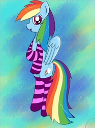 Size: 612x817 | Tagged: safe, artist:neonhuo, artist:periodicbrony, character:rainbow dash, clothing, collaboration, female, socks, solo, striped socks